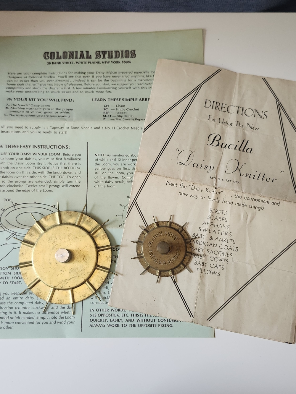 Vintage Daisy Knitter PAT #1819234 Bucilla Craft Tool Set Of 2 With Instructions